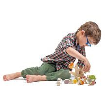 Jucării pentru dezvoltarea abilitătii copiiilor - Animăluțe din lemn care se urcă pe copac Stacking Garden Friends Tender Leaf Toys în geantă de pânză de la 18 luni_2