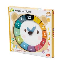 Drvene edukativne igre - Drveni sat s medvjedom Bear Colour Clock Tender Leaf Toys viseći s 12 brojeva u boji_1