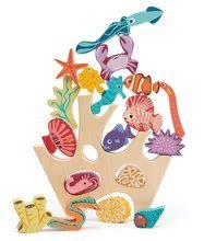 Jucării pentru dezvoltarea abilitătii copiiilor - Recif de corali din lemn Stacking Coral Reef Tender Leaf Toys cu 18 pești și animale marine de la 18 luni_2