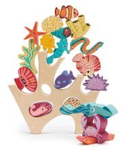Dřevěné didaktické hračky - Dřevěný korálový útes Stacking Coral Reef Tender Leaf Toys s 18 rybami a mořskými živočichy od 18 měsíců_0