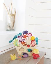 Drewniane zabawki edukacyjne - Drewniana koralowa skałka Stacking Coral Reef Tender Leaf Toys Z 18 rybami i morskimi zwierzętami od 18 miesięcy_2