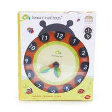 Fa oktatójátékok - Fa mágneses óra katicabogár Ladybug Teaching Clock Tender Leaf Toys felfüggeszthető, 12 pontozott kockával_1