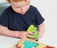 Jocuri educative din lemn - Animăluțe de pădure din lemn Touchy Feely Animals Tender Leaf Toys 5 forme ergonomice pe placă de la 18 luni_2