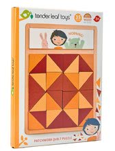 Drevené náučné hry - Drevená mozaika Patchwork Quilt Puzzle Tender Leaf Toys hnedé trojuholníky 32 dielov 4 farby_1