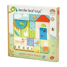 Lesene didaktične igrače - Lesene kocke Na vrtu Garden Patch Puzzle Tender Leaf Toys v okvirju z naslikanimi sličicami od 18 mes_2