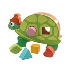 Jucării pentru dezvoltarea abilitătii copiiilor - Broască țestoasă didactică din lemn Tortoise Shape Sorter Tender Leaf Toys cu cuburi de diferite forme de la 18 luni_1