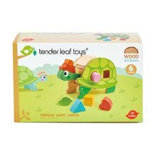  Készségfejlesztő fajátékok - Fa készségfejlesztő teknősbéka Tortoise Shape Sorter Tender Leaf Toys különböző alakú kockákkal 18 hó-tól_2