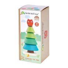 Jucării pentru dezvoltarea abilitătii copiiilor - Puzzle din lemn brad de Crăciun cu bufniță Stacking Fir Tree Tender Leaf Toys cu 4 cercuri de la 18 luni_0