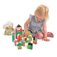 Briques en bois - Blocs en bois à la campagne Courtyard Blocks de Tender Leaf Toys. avec des images peintes 34 pièces dans la poche à partir de 18 mois_1