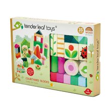Lesene kocke  - Lesene kocke na podeželju Courtyard Blocks Tender Leaf Toys z naslikanimi sličicami 34 delov v vrečki od 18 mes_2