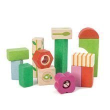 Lesene kocke  - Lesene kocke gozdni vrtec Nursery Blocks Tender Leaf Toys s pobarvanimi sličicami in funkcijami 12 delčkov od 18 mes_0