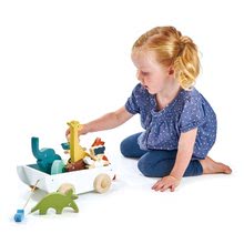 Lesene didaktične igrače - Deček in deklica iz lesa z živalcami The Friend Ship Tender Leaf Toys na vozičku, 12 delov_2