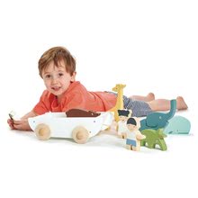 Drevené didaktické hračky - Drevený chlapček a dievčatko so zvieratkami The Friend Ship Tender Leaf Toys na vozíku, 12 dielov_0