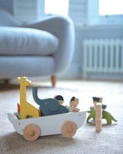 Drevené didaktické hračky - Drevený chlapček a dievčatko so zvieratkami The Friend Ship Tender Leaf Toys na vozíku, 12 dielov_3
