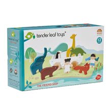 Dřevěné didaktické hračky - Dřevěný chlapeček a holčička se zvířátky The Friend Ship Tender Leaf Toys na vozíku, 12 dílů_8