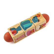 Didaktische Holzspielzeuge - Holzzylinder drehbar Circus Twister Tender Leaf Spielzeug mit bemalten Zirkusartisten ab 18 Monaten_1