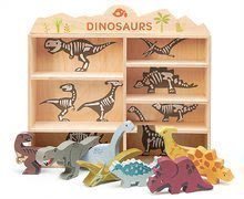 Jucării pentru dezvoltarea abilitătii copiiilor - Animale preistorice din lemn pe raft 8 buc Dinosaurs set Tender Leaf Toys _0