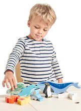 Dřevěné didaktické hračky - Dřevěná mořská zvířata na poličce 30 ks Coastal set Tender Leaf Toys _1