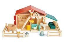 Drevené domčeky pre bábiky - Drevená farma s ohradou Tender Leaf Toys Farm s domácimi zvieratkami a ich chlievikmi_5