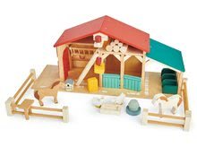 Drevené domčeky pre bábiky - Drevená farma s ohradou Tender Leaf Toys Farm s domácimi zvieratkami a ich chlievikmi_6