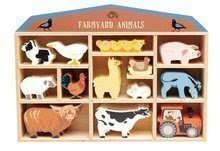 Dřevěné didaktické hračky - Dřevěná domácí zvířata na poličce 13 ks Farmyard set Tender Leaf Toys _1