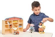 Dřevěné didaktické hračky - Dřevěná domácí zvířata na poličce 13 ks Farmyard set Tender Leaf Toys _0
