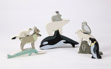Drevené didaktické hračky - Drevené polárne zvieratká na poličke Polar Animals Shelf Tender Leaf Toys 10 druhov ľadových živočíchov_0