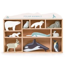 Drevené didaktické hračky - Drevené polárne zvieratká na poličke Polar Animals Shelf Tender Leaf Toys 10 druhov ľadových živočíchov_2