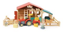 Drevené autá - Drevený traktor s vlečkou Farmyard Tractor Tender Leaf Toys s figúrkou farmára a zvieratkami od 18 mes_2
