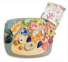 Drewniane zabawki edukacyjne - Drewniana składanka dydaktyczna Morski Świat My Little Rock Pool Tender Leaf Toys 33 części w torbie tekstylnej_1