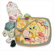 Dřevěné didaktické hračky - Dřevěná didaktická skládačka Mořský svět My Little Rock Pool Tender Leaf Toys 33 dílů v textilní tašce_2
