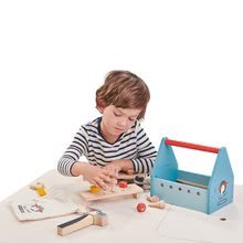 Lesena otroška delavnica in orodje - Leseni kovček Tap Tap Tool Box Tender Leaf Toys z delovnim orodjem in kladivom_1