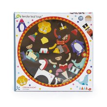 Drevené didaktické hračky - Drevená magnetická tabuľa Circus Night Tender Leaf Toys 38-dielna súprava skladacích cirkusantov_2
