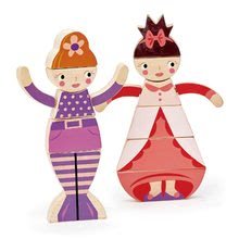 Lesene didaktične igrače - Princeske in morske deklice kocke Princesses and Mermaids Tender Leaf Toys 15 delov v platneni vrečki_0