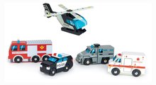 Drevené autá - Drevené záchranárske vozidlá Emergency Vehicles Tender Leaf Toys 5 druhov autíčok_0