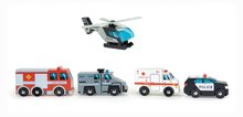 Dřevěná auta  - Dřevěná záchranářská vozidla Emergency Vehicles Tender Leaf Toys 5 druhů autíček_1
