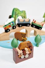 Dřevěné vláčky a vláčkodráhy - Dřevěná vláčkodráha v borovicovém lese Wild Pines Train set Tender Leaf Toys s vlakem a auty zvířátka s přírodou_4