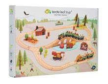 Dřevěné vláčky a vláčkodráhy - Dřevěná vláčkodráha v borovicovém lese Wild Pines Train set Tender Leaf Toys s vlakem a auty zvířátka s přírodou_9