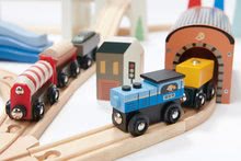 Dřevěné vláčky a vláčkodráhy - Dřevěná vláčkodráha vysokohorská Mountain View Train Set Tender Leaf Toys cesta kolem světa přes města a hory 58 dílů a doplňky_6