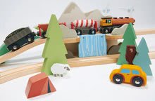 Drevené vláčiky a vláčkodráhy - Drevená vláčikodráha vysokohorská Mountain View Train Set Tender Leaf Toys cesta okolo sveta cez mesta a hory 58 dielov a doplnky_18