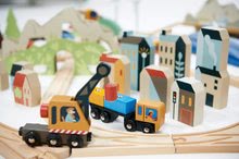 Dřevěné vláčky a vláčkodráhy - Dřevěná vláčkodráha vysokohorská Mountain View Train Set Tender Leaf Toys cesta kolem světa přes města a hory 58 dílů a doplňky_28
