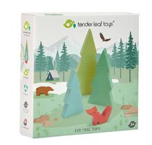  Készségfejlesztő fajátékok - Fa tűlevelű fa készlet Fir Tops Tender Leaf Toys három fajta, róka figurával_0