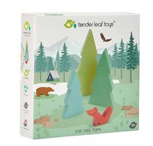 Lesene didaktične igrače - Lesene smrečice Fir Tops Tender Leaf Toys tri vrste z lisičko_0