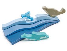 Jouets didactiques en bois - Océan en bois Blue Water Tender Leaf Toys avec trois vagues et un bateau_3