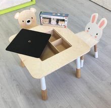 Detský drevený nábytok - Drevený detský nábytok Forest table and Chairs Tender Leaf Toys stôl s úložným priestorom a dve stoličky medveď a zajac_3
