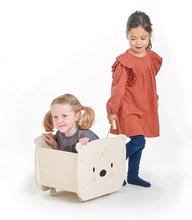 Drevené kočíky pre bábiky  - Drevený vozík na ťahanie Pull Along Bear Cart Tender Leaf Toys na 4 kolieskach v tvare medveďa_1