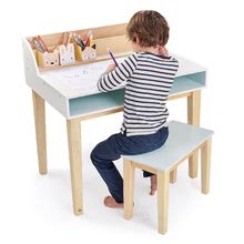 Detský drevený nábytok - Drevený stôl so stoličkou Desk and Chair Tender Leaf Toys s úložným priestorom a 3 odkladacie nádobky so zvieratkami_3