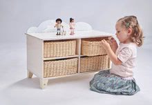 Detský drevený nábytok - Drevená skrinka so zajačikom Bunny Storage Unit Tender Leaf Toys so 4 odkladacími košmi z úpletu_0