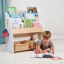 Meubles en bois pour enfants - Bibliothèque en bois Forest Book Case Tender Leaf Toys avec porte-manteau avec trois étagères_3