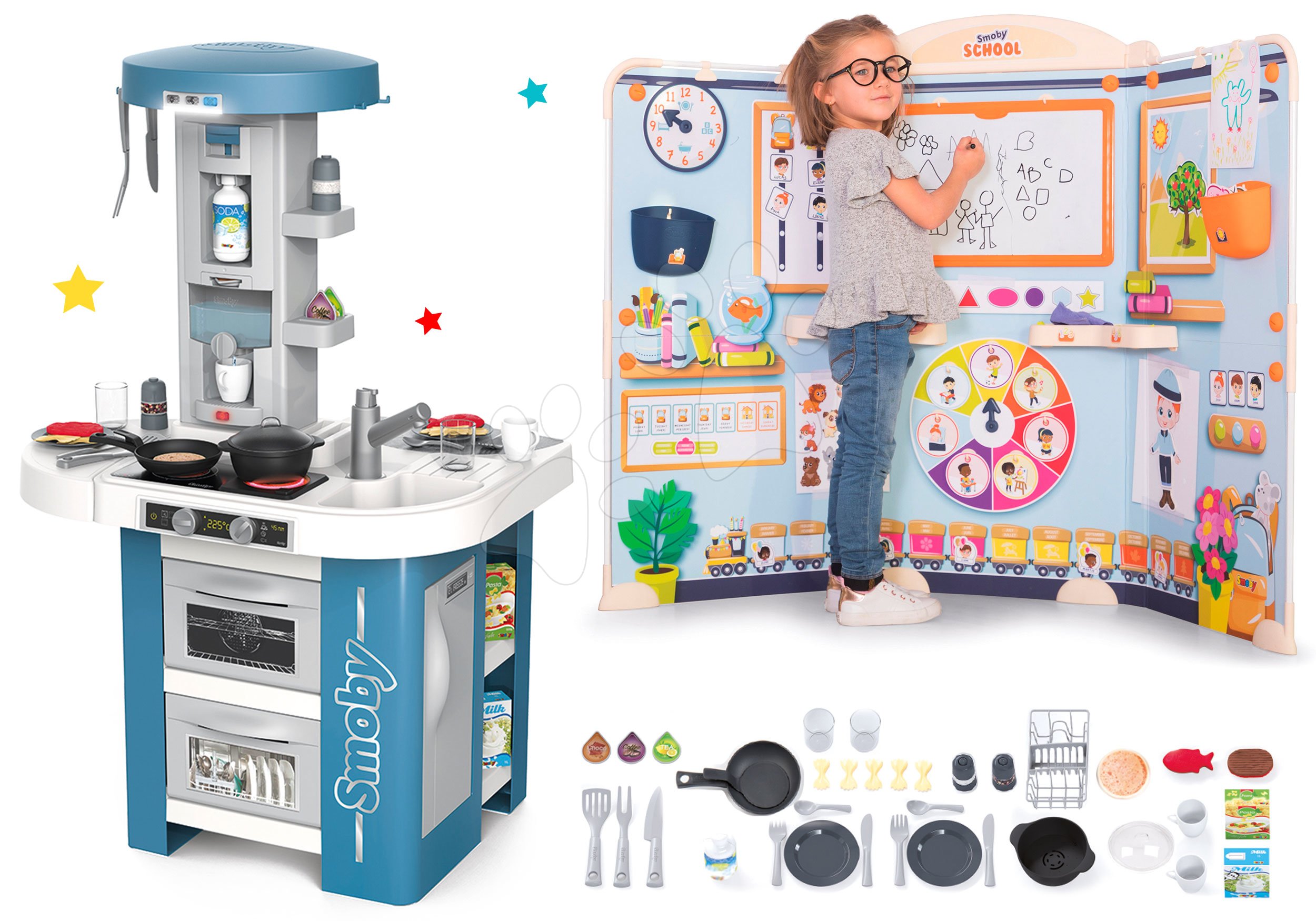 Set kuchyňka s technickým vybavením Tech Edition Smoby elektronická se školou pro předškoláky Hra na učitele a žáka